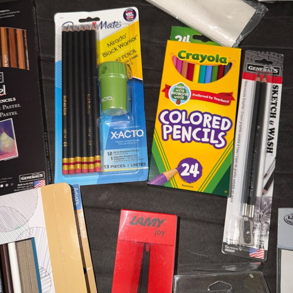 Art Supplies Bundle With Sketch Pads Colored Pencils Paint Brushes Pastel Chalk - Picture 4 of 6